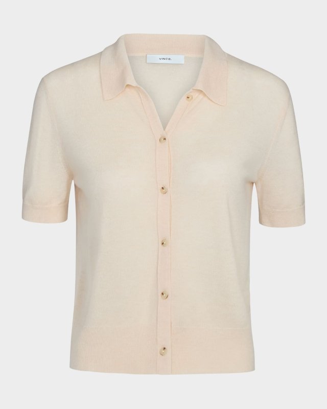 Short-Sleeve Button-Front Sweat